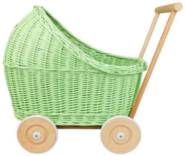 CandyOwl wicker doll stroller in GREEN color